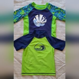 Kids Swim Shirt Set - Neon Green & Blue SPF Lot Of 2 Size 3T Bundle Pool Beach